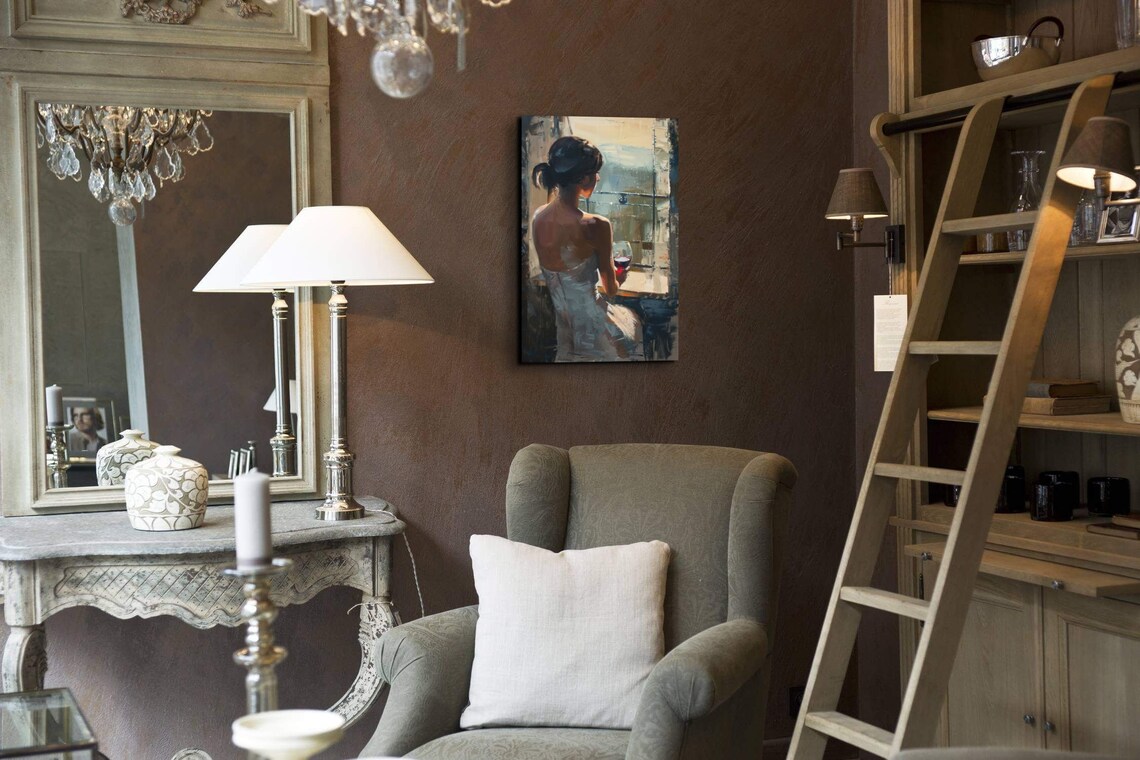 French Beauty With Glass Of Wine, Impressionist Art Print - Image 7