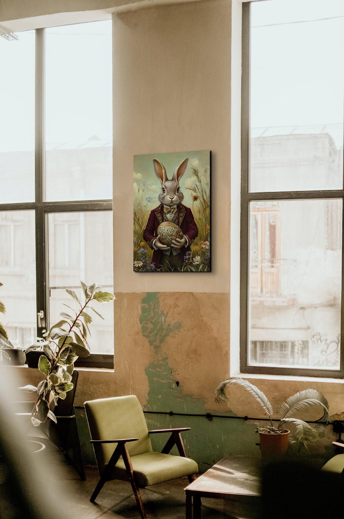Victorian Rabbit In Burgundy Coat Holding Ornate Easter Egg Poster - Image 7