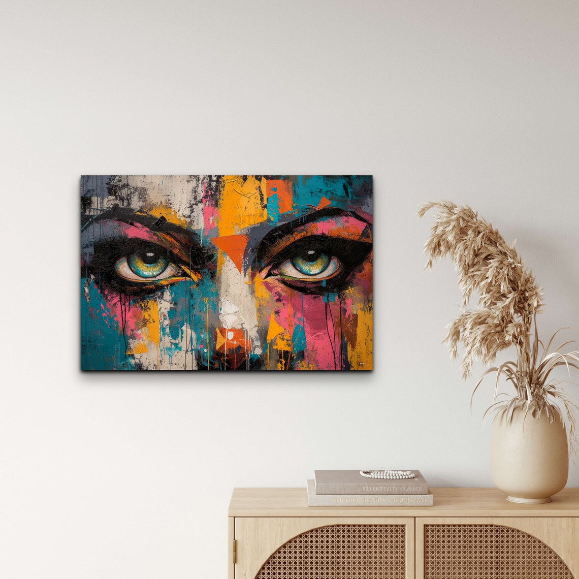 Bold Abstract Colorful Woman Eyes Graffiti Face Painting Poster - Image 4