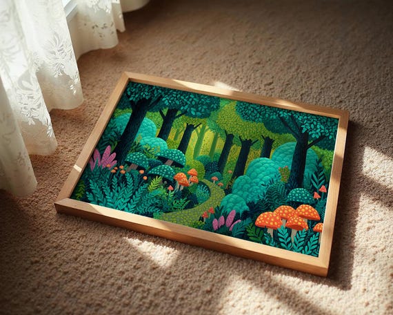 Enchanted Forest Path Of Mushrooms