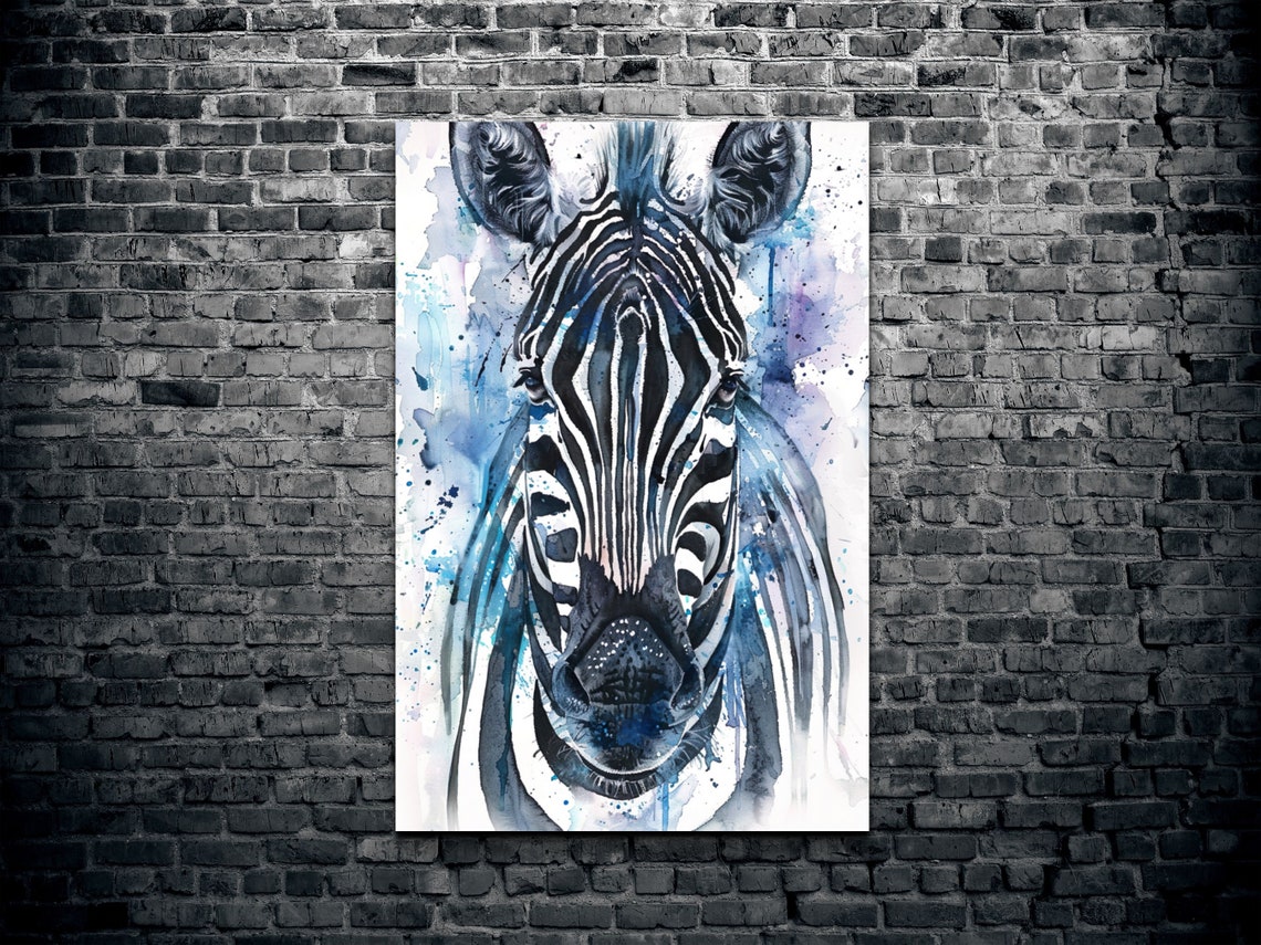 Watercolor Zebra Art Print, Home Decor - Image 2