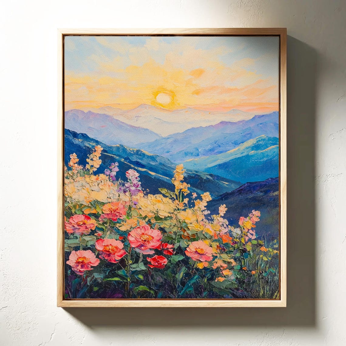 Sunlit Mountain Meadow Wildflowers Golden Sunrise Landscape Poster - Image 6