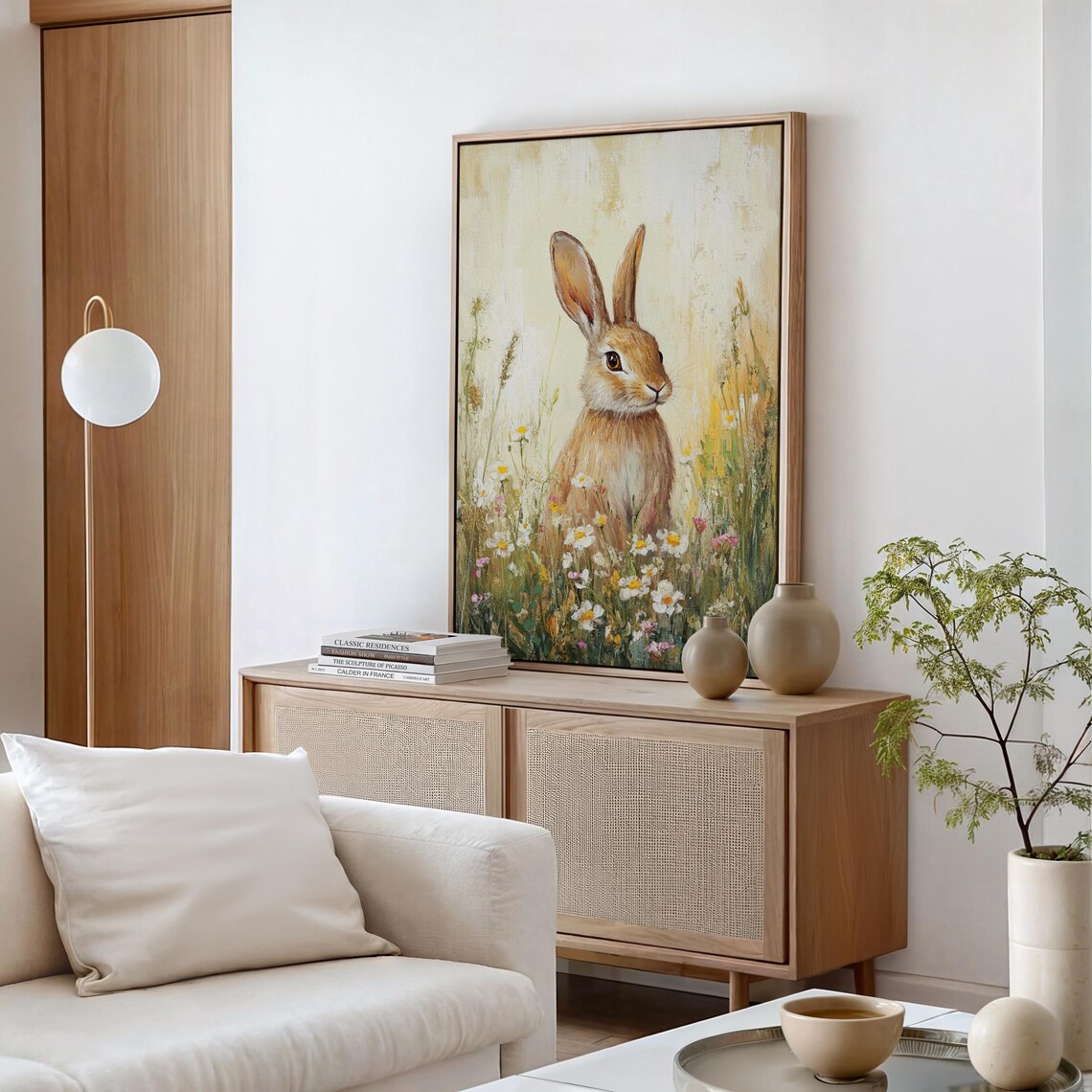 Charming Bunny In Wildflowers, Rustic Spring Art Print - Image 3