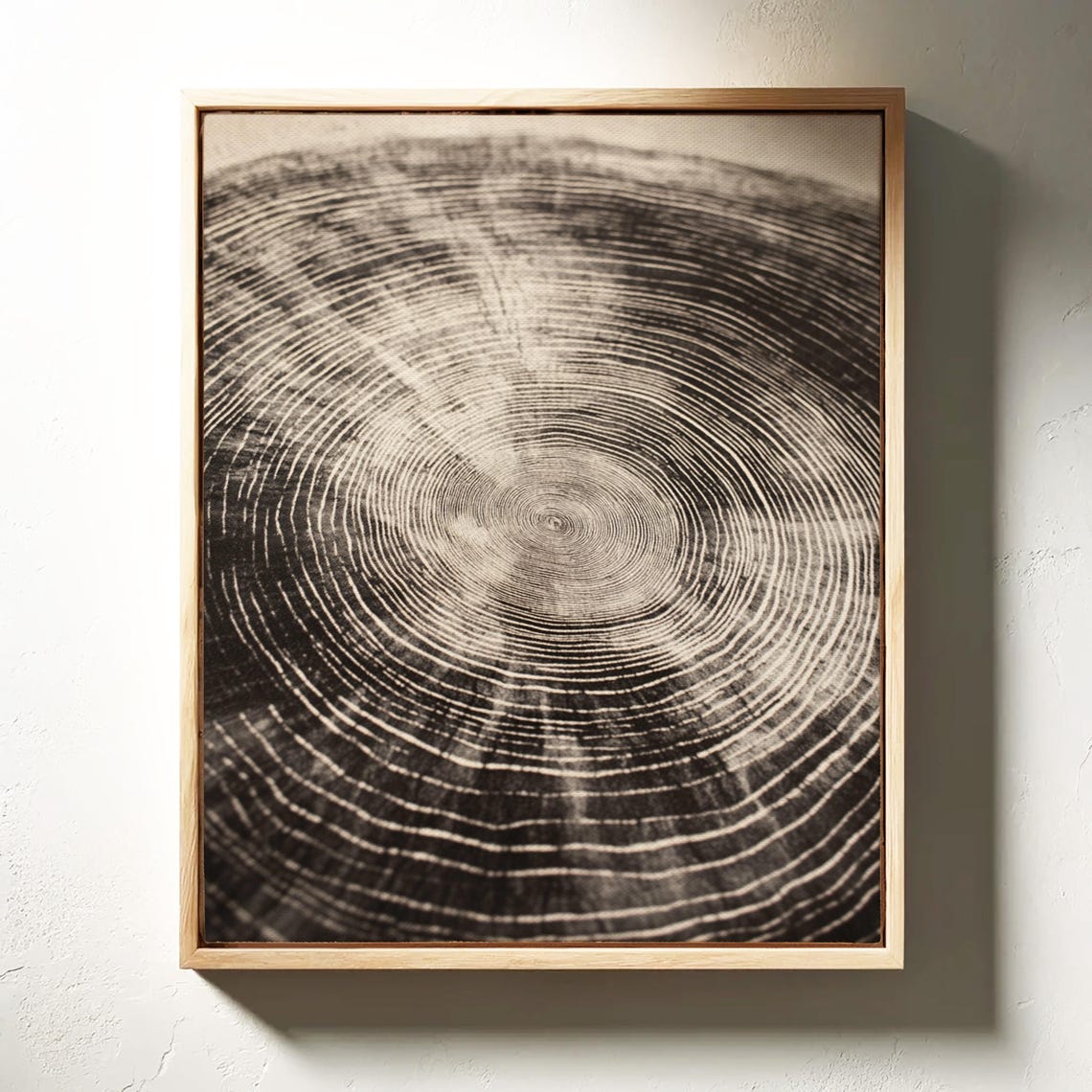 Mesmerizing Woodgrain Ring Art Black And Beige Tree Ring Pattern Organic Texture Wall Print For Modern Nature Inspired Decor - Image 3