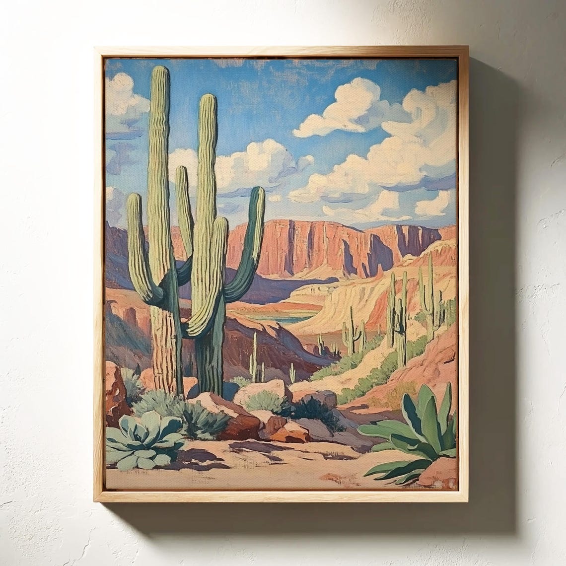 Vintage Saguaro Cactus Desert Landscape Red Rock Canyon Poster - Image 4