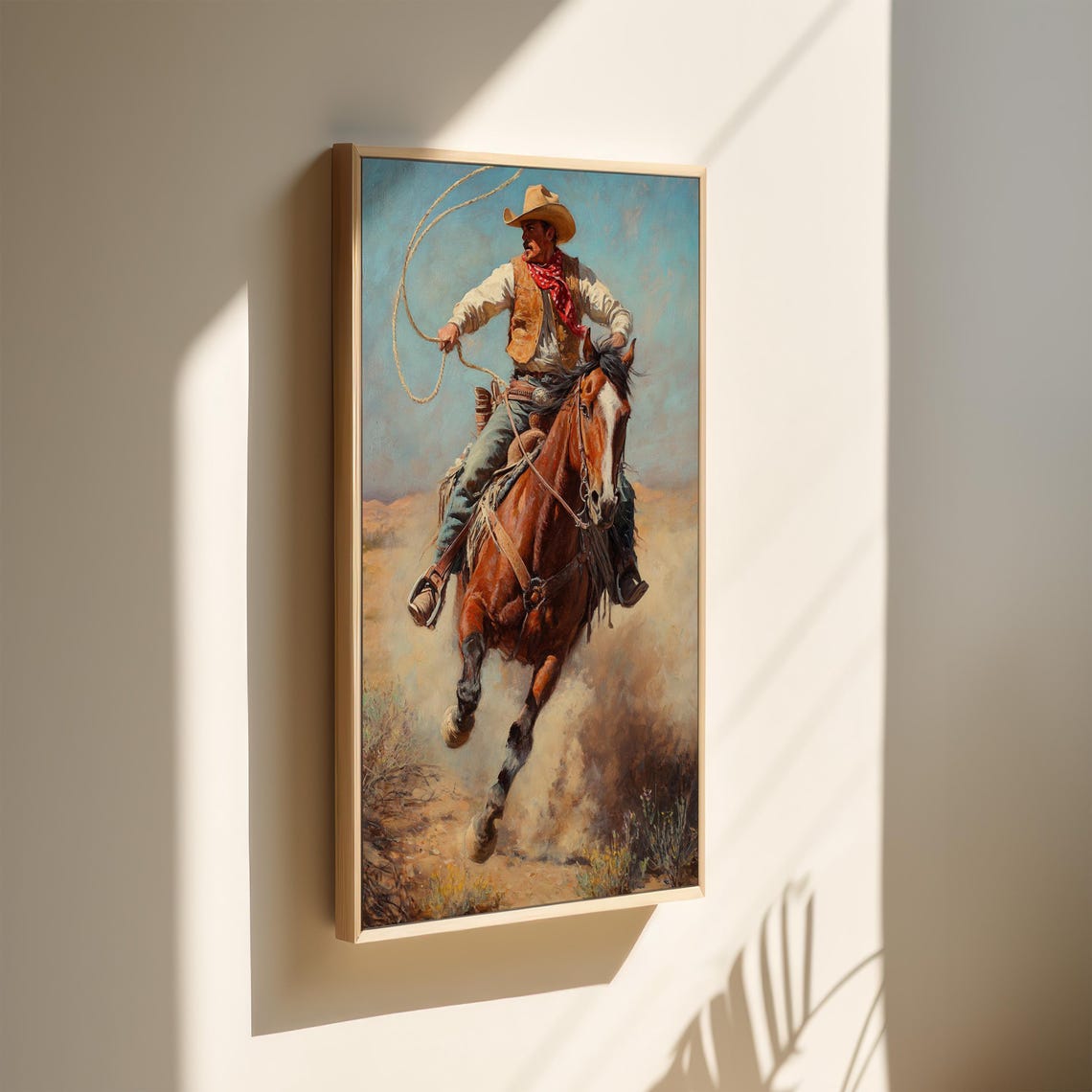 Cowboy Swinging a Lasso from a Galloping Horse Western Poster - Image 4