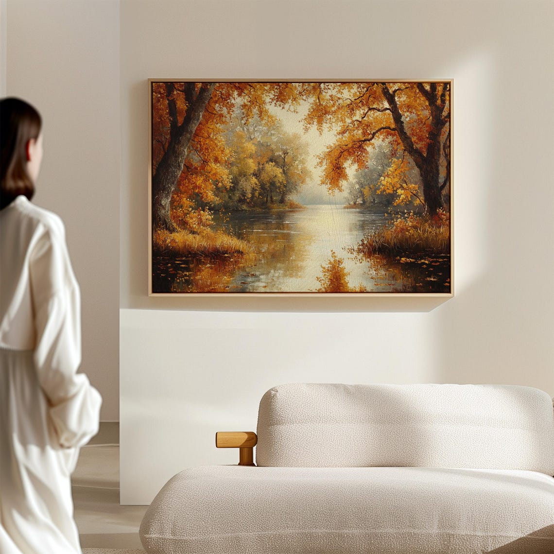 Golden Autumn Lake with Tranquil Reflective Waters Rustic Scene Poster - Image 7