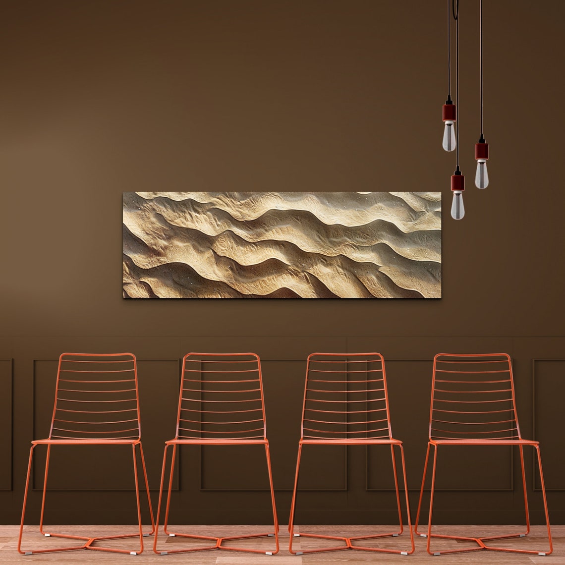 Golden Beach Sand Ripples Panoramic Abstract Desert Nature Poster - Image 3