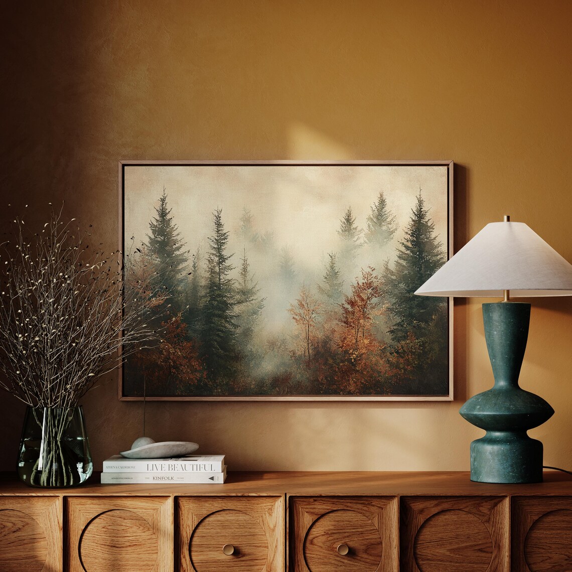 Misty Forest Art Print, Rustic Autumn Landscape - Image 7