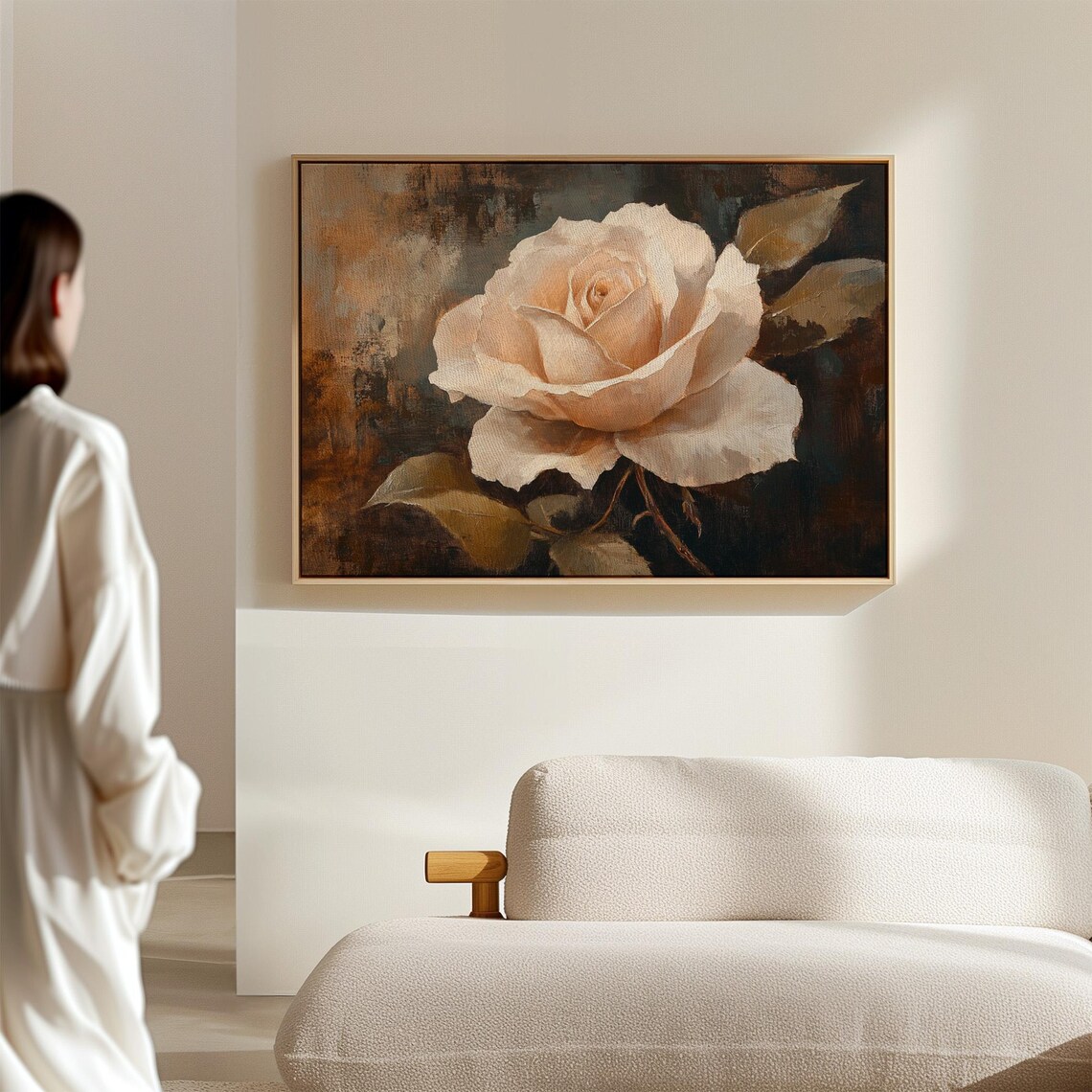 Cream White Rose Bloom Vintage Floral Oil Painting Elegant Poster - Image 7