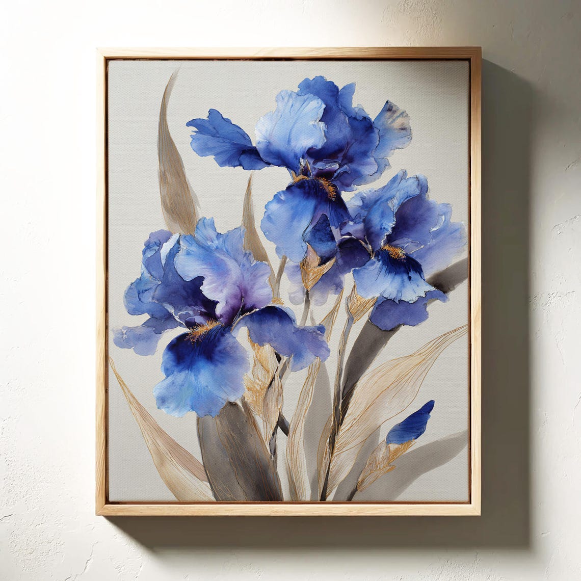 Blue Iris Watercolor Floral Elegant Botanical Painting Poster