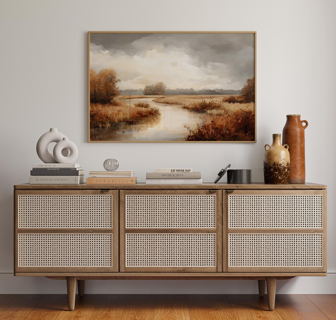 Rustic Autumn River Landscape, Cozy Nature Scene - Image 2