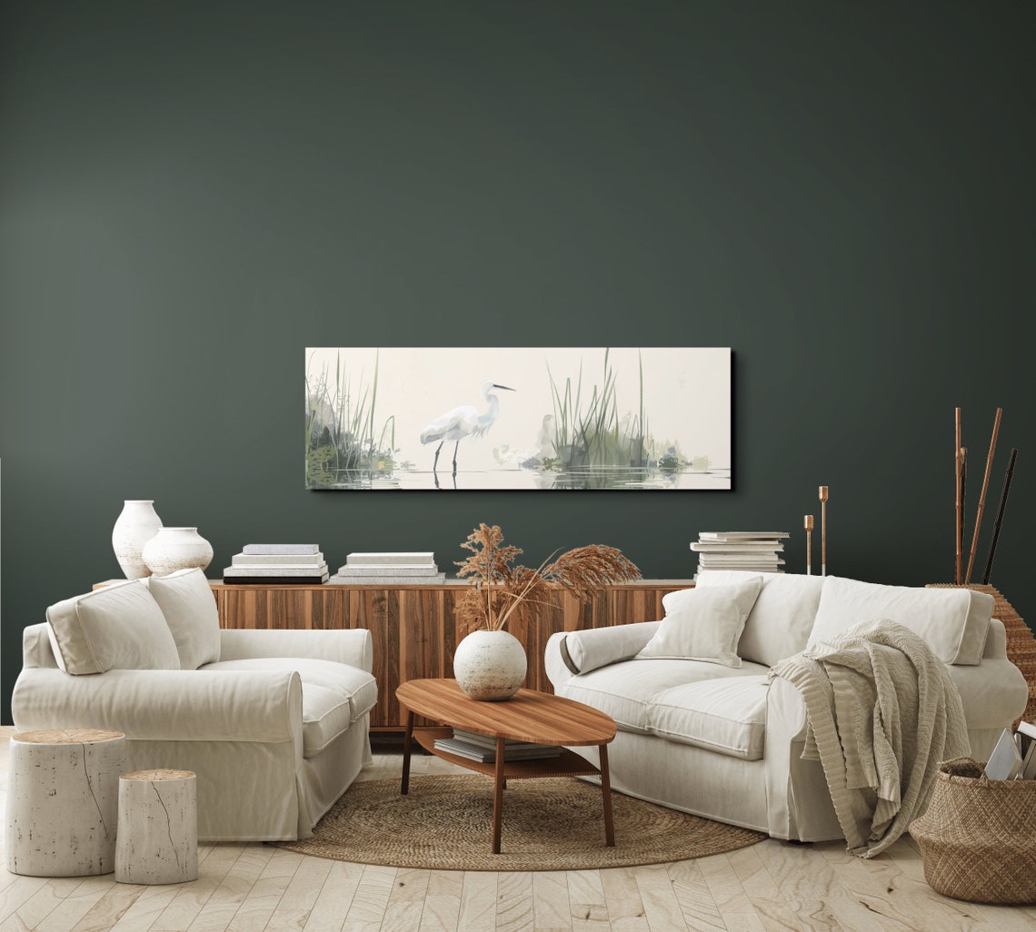 Serene White Egret Standing In Misty Marsh Watercolor Poster - Image 6