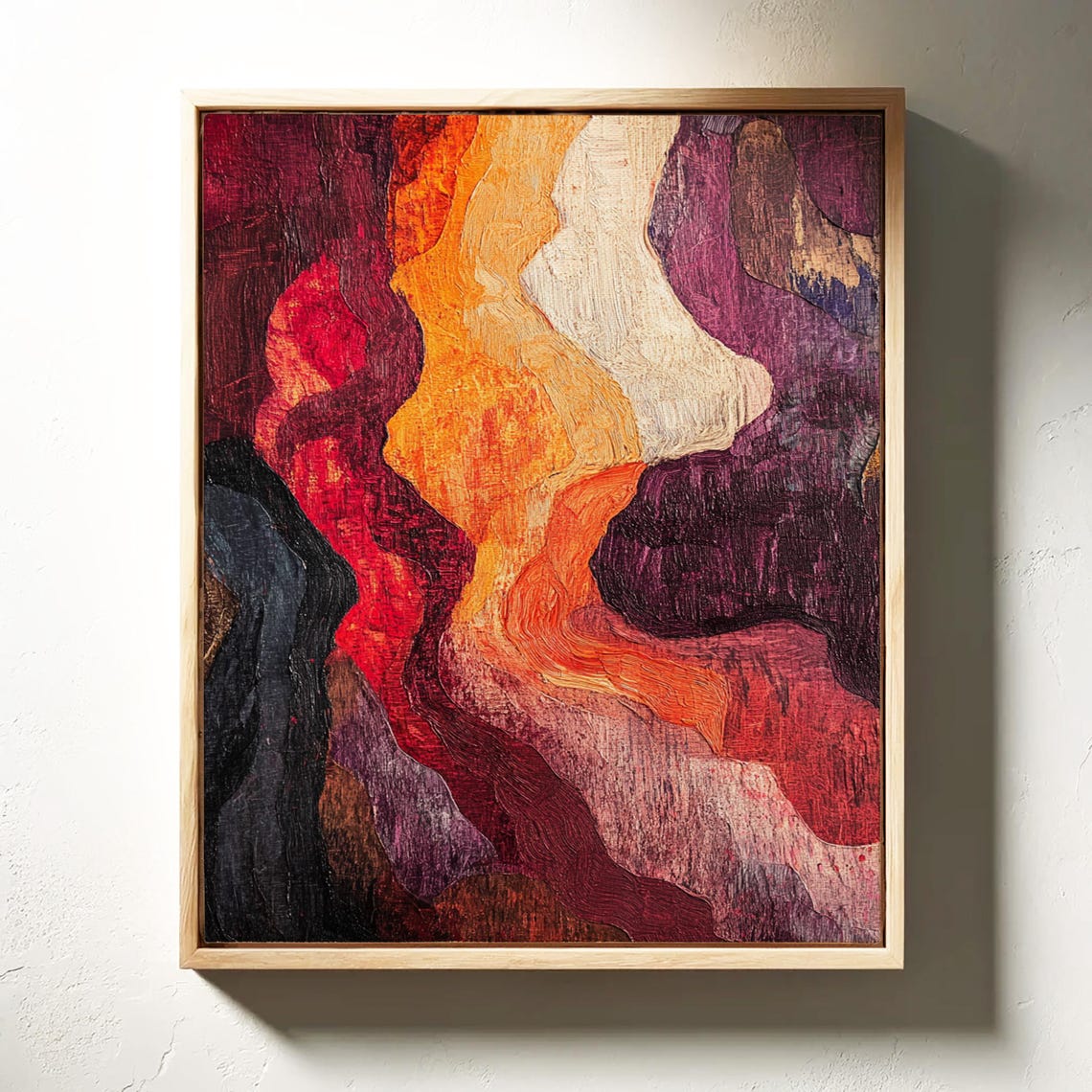 Abstract Textured Art Bold Earthy Fiery Red Orange Waves Modern Poster - Image 4