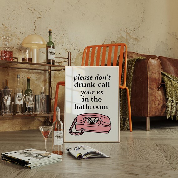Please Do Not Drunk Call Your Ex Pink Retro Phone Funny Print