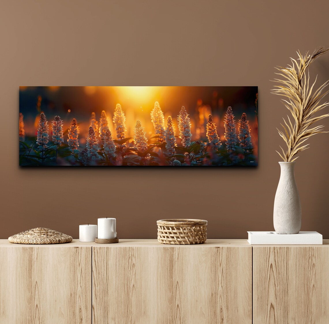 White Beardtongue Flowers Panoramic Floral Decor - Image 5