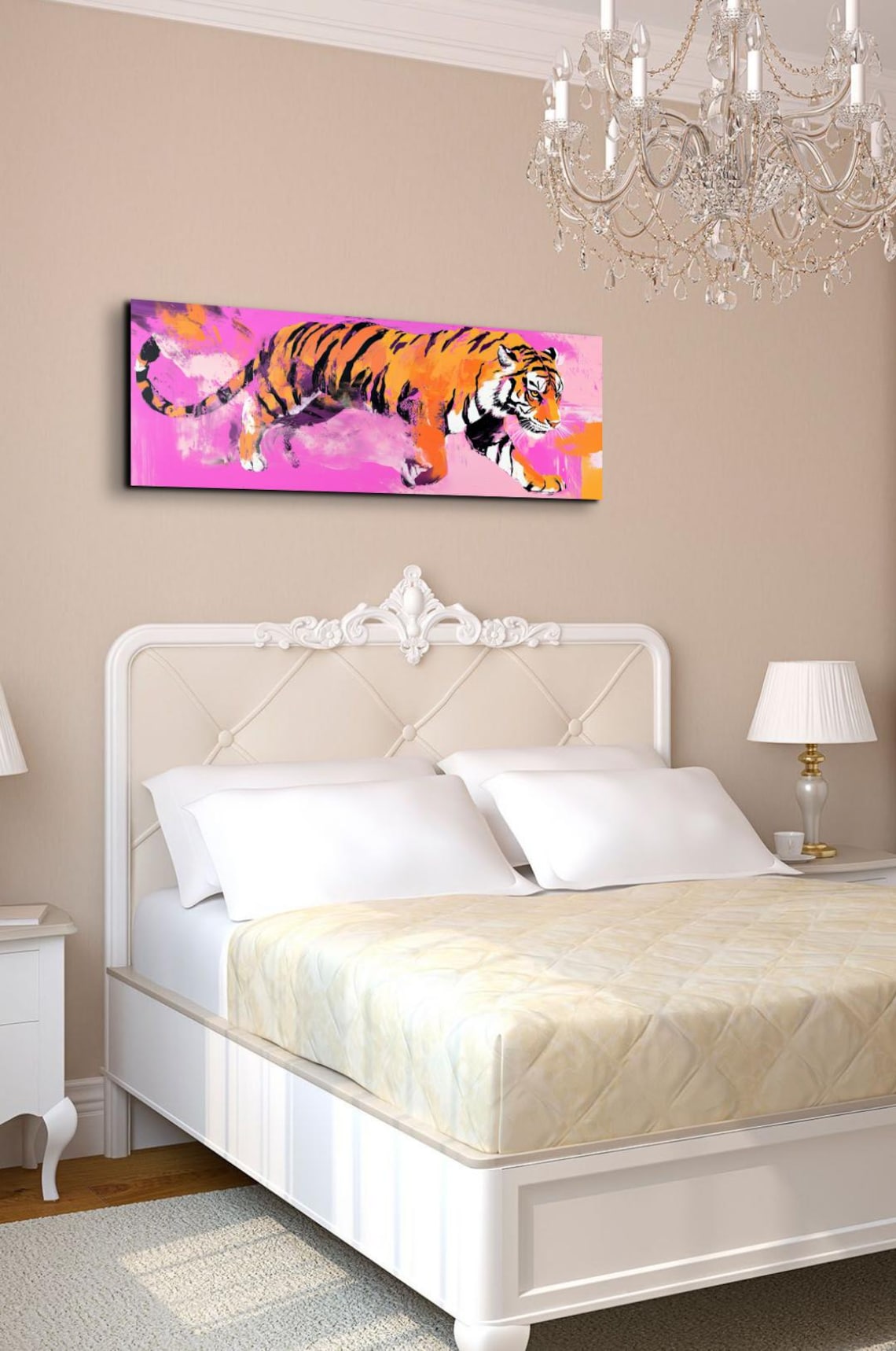 Retro Pink Tiger Wall Art, Bold Statement Art Print - Image 7