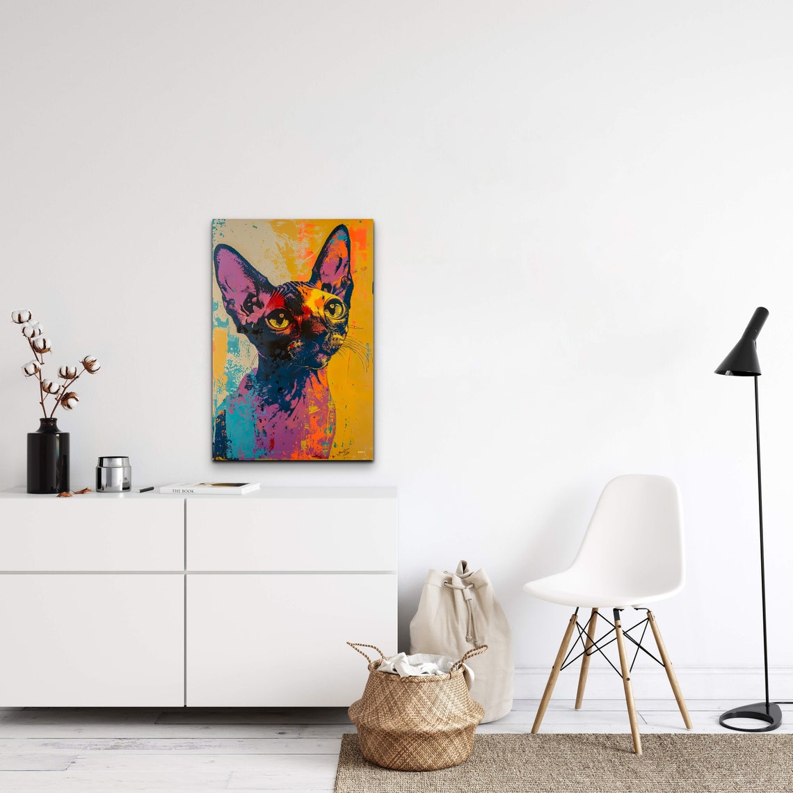 Devon Rex Cat Portrait, Animal Decor - Image 3