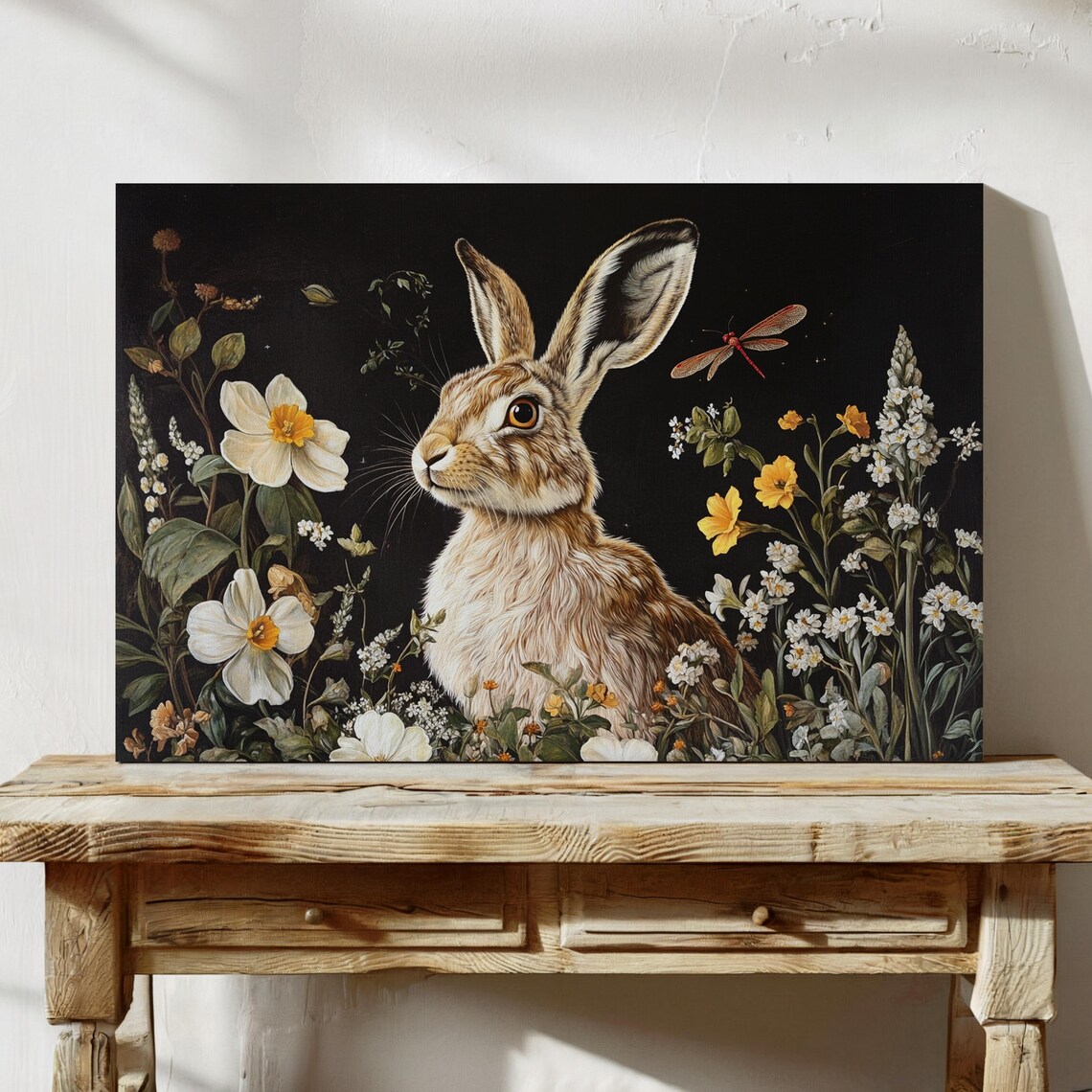 Elegant Rabbit In Wildflower Garden, Botanical Art Print - Image 7