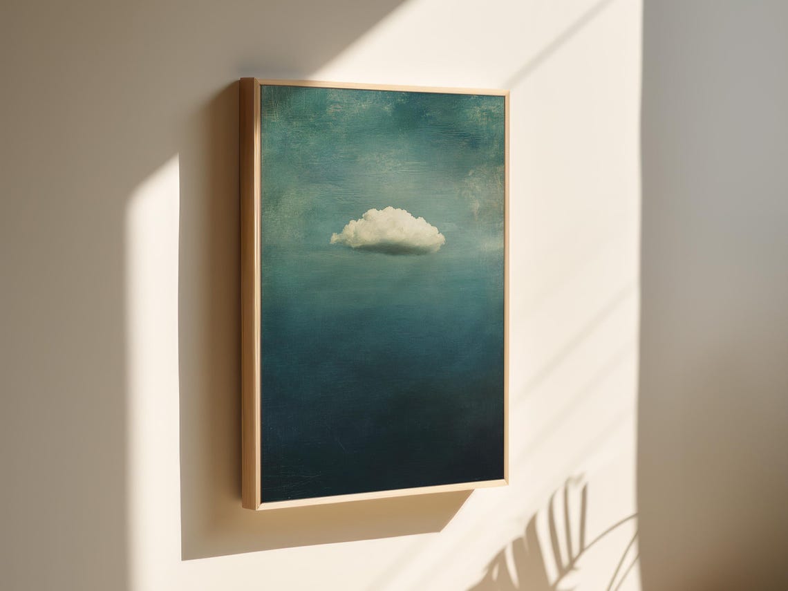 Minimalist Cloud On Blue Wall Art With Tranquil Sky And Gentle Tones For Modern Or Nature Inspired Home And Office Decor - Image 2