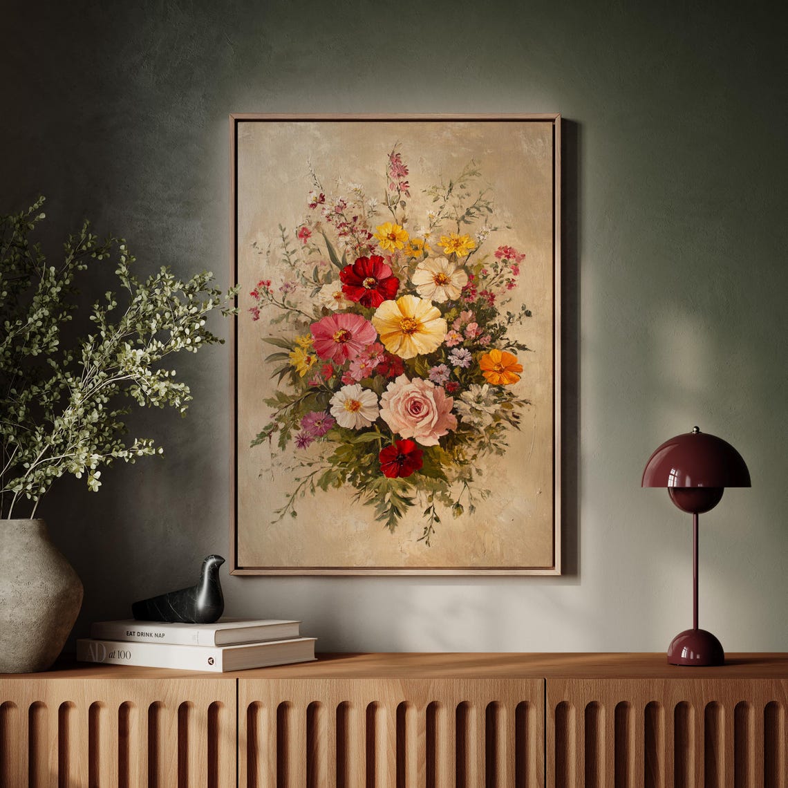 Blush Rose Cosmos Wildflower Bouquet Sunlit Vintage Floral Poster - Image 4