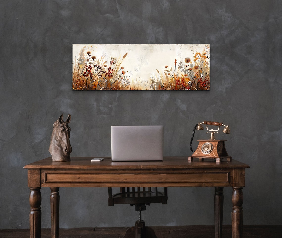 Rustic Botanical Wildflower Earth Tone Panoramic Decor Poster - Image 4