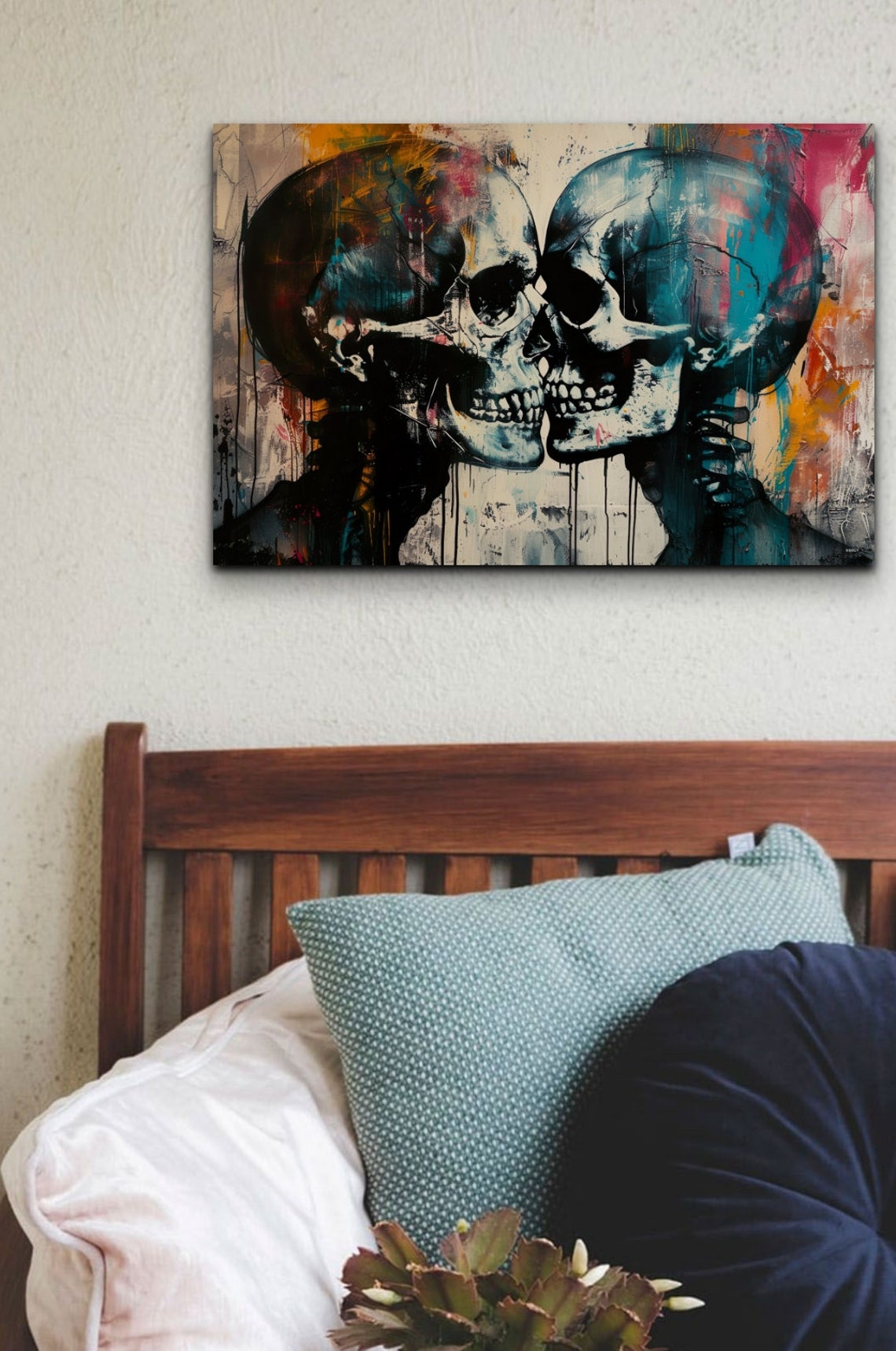 Kissing Skulls Couple Colorful Graffiti Street Art Love Poster - Image 6