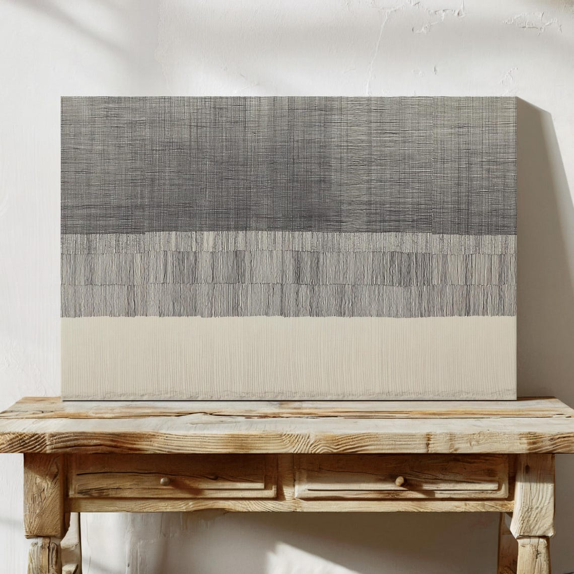 Minimalist Horizontal Line Abstract Charcoal Neutral Art Print
