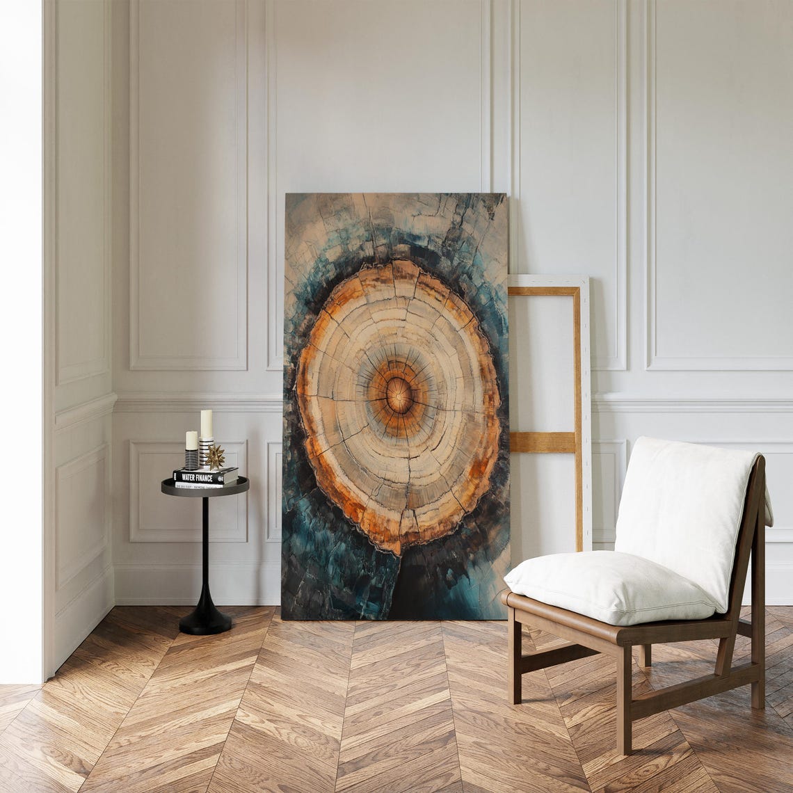 Abstract Tree Ring Growth Rings Wood Texture Blue Brown Art Poster - Image 3