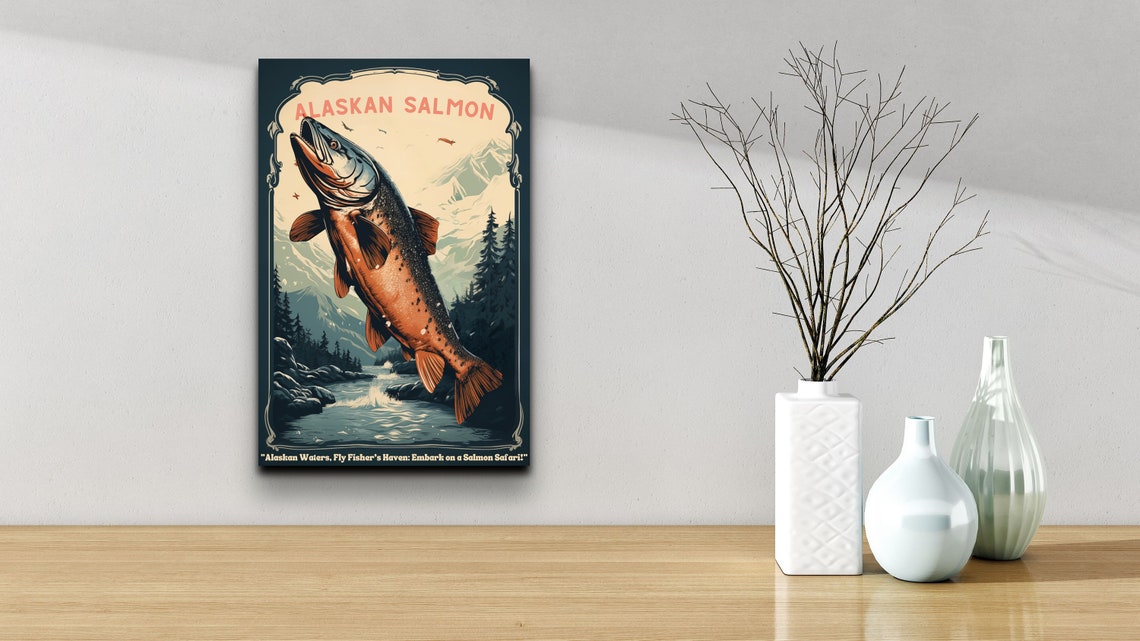Alaskan Salmon Vintage Wall Art Vintage Fishing Wall Art Fishing Wall Art Fishing Prints Gift For Dad Fishing Gift - Image 5