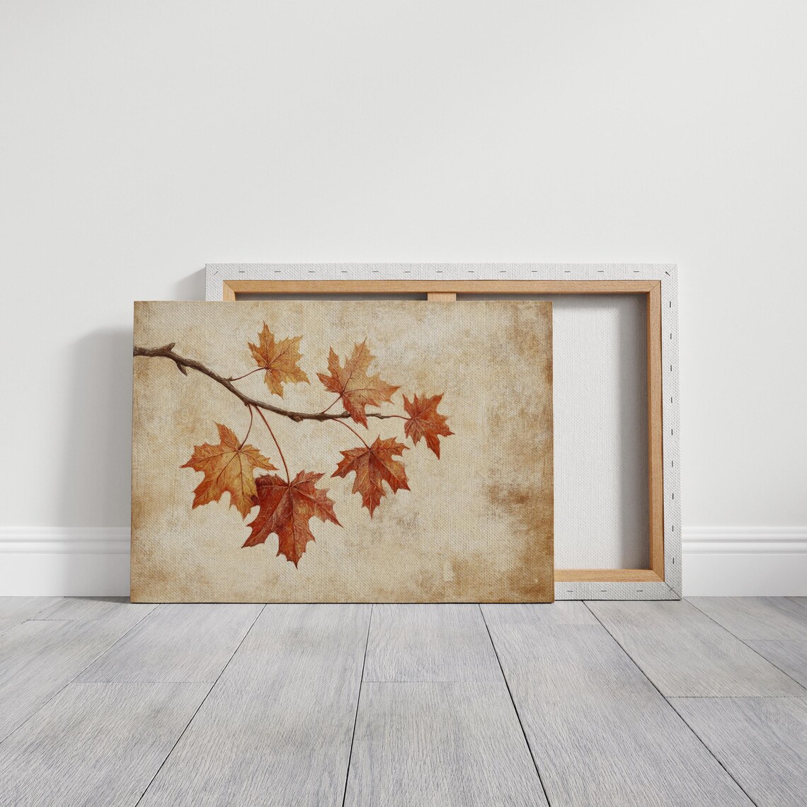 Rustic Autumn Maple Leaves Vintage Nature Art Print - Image 3