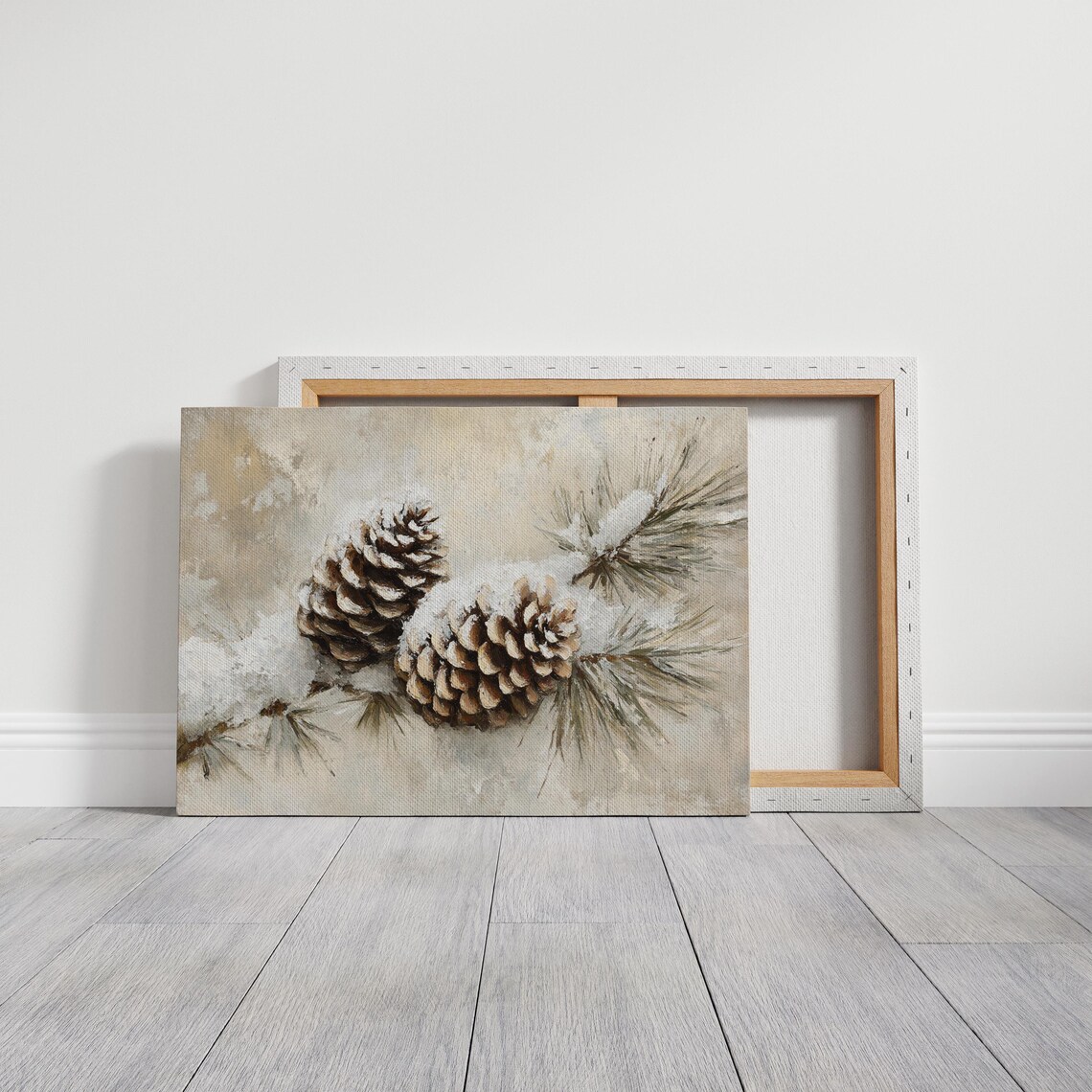 Rustic Pine Cone Winter Snow Dusted Art Print - Image 6