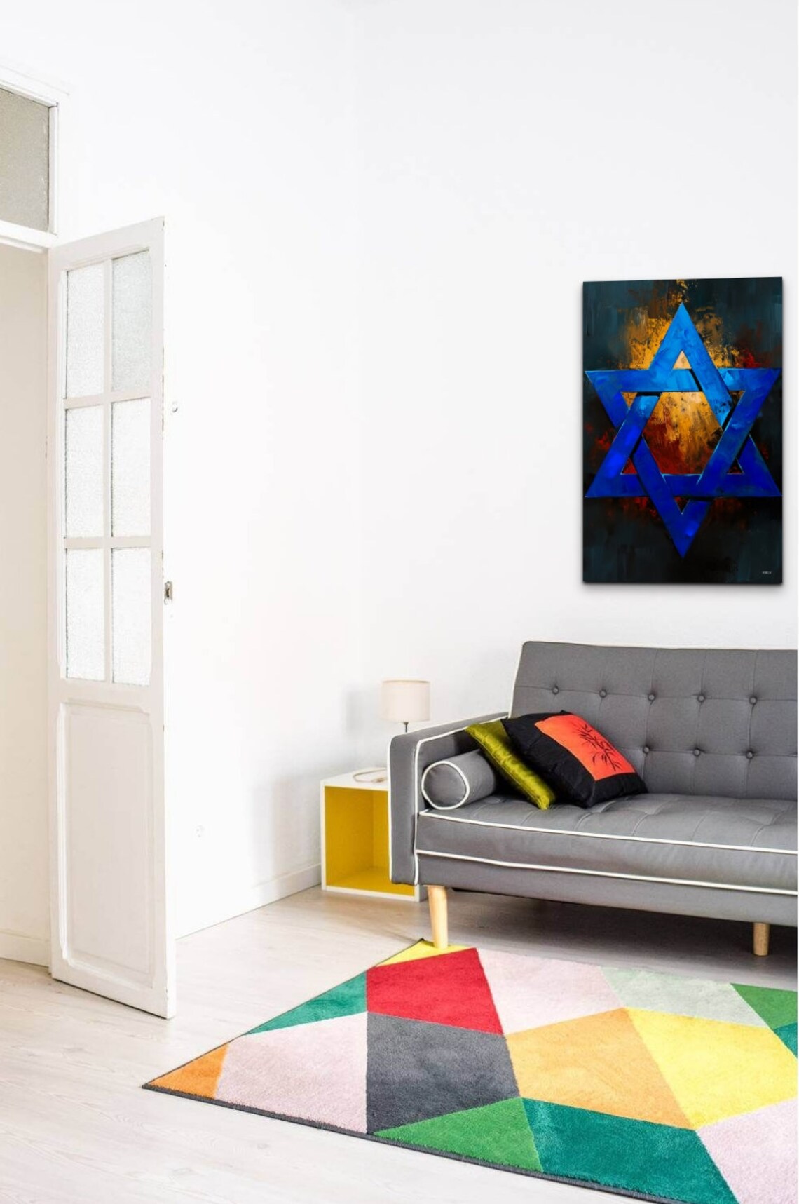 Blue Star of David Oil Painting Judaica Symbol Faith Art Poster - Image 6