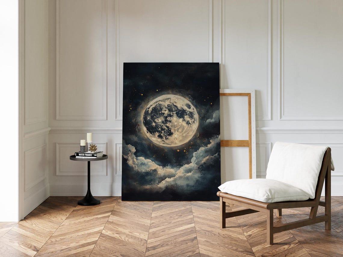 Full Moon Art Print, Dreamy Night Sky - Image 5
