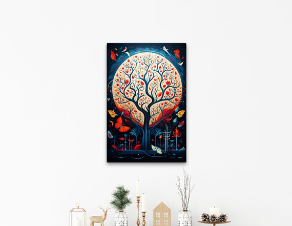 Colorful Tree Of Life Wall Art Colorful Trees Wall Decor Wall Art Print Extra Large Wall Art Kooly Koolyart