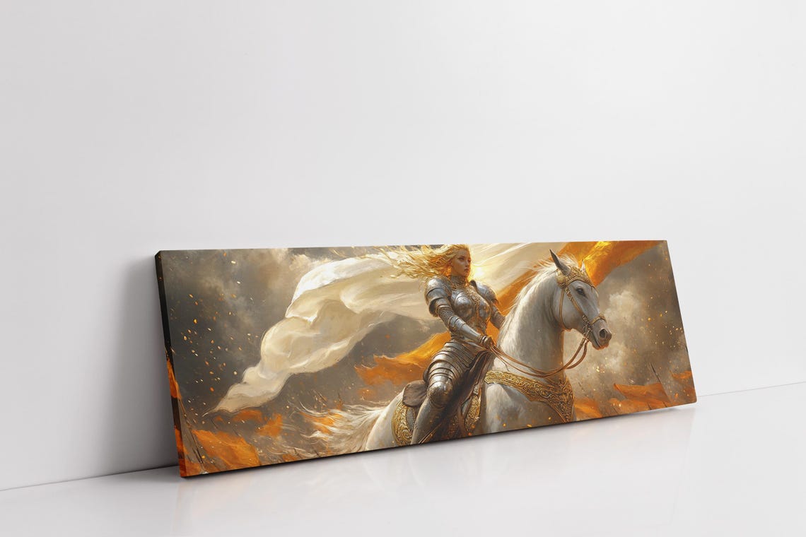 Heroic Female Knight On White Horse Epic Fantasy Battle Art Poster - Image 3