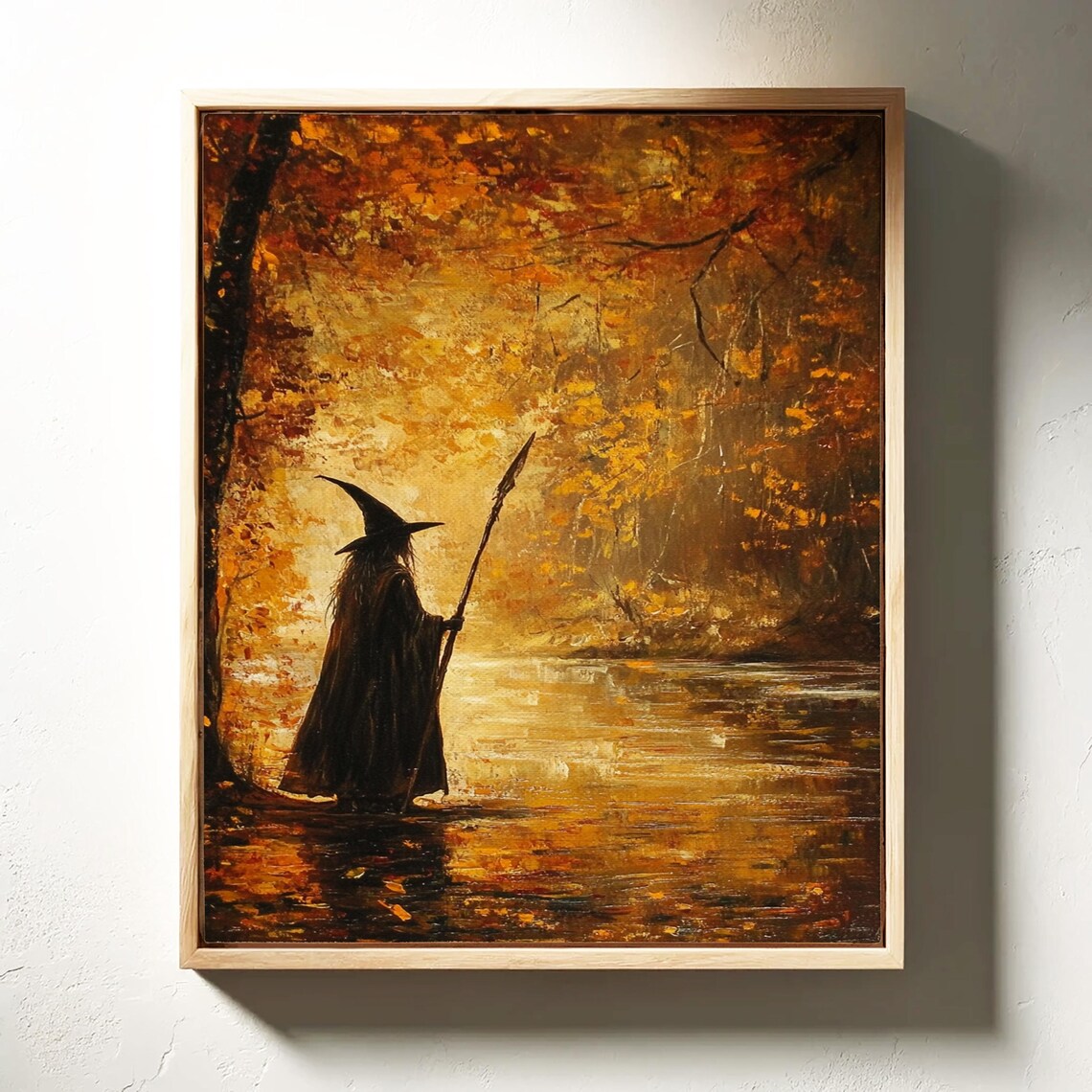 Golden Autumn Witch Art, Mystical Forest Scene - Image 6