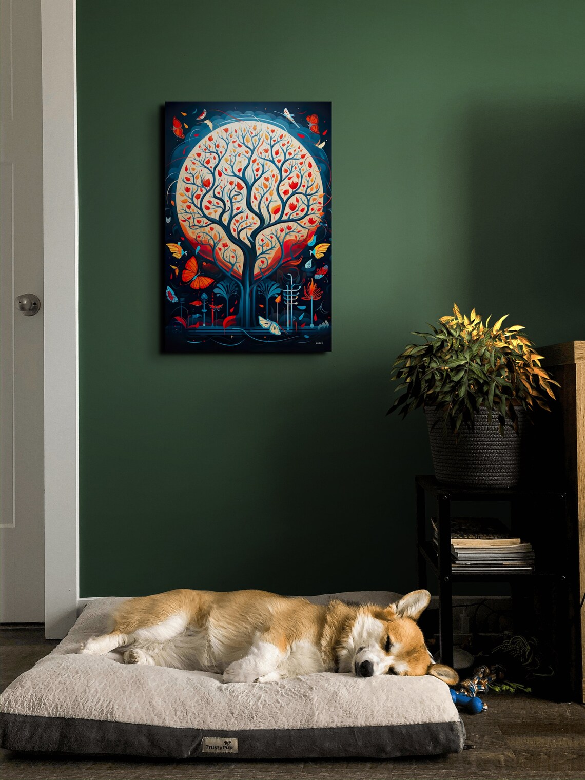 Vibrant Colorful Tree Of Life With Full Moon And Butterflies Poster - Image 7