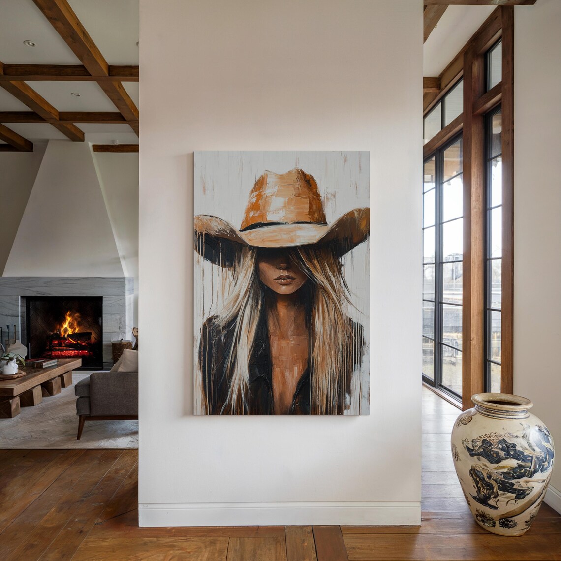 Cowgirl Portrait, Western Farmhouse Art Print - Image 4