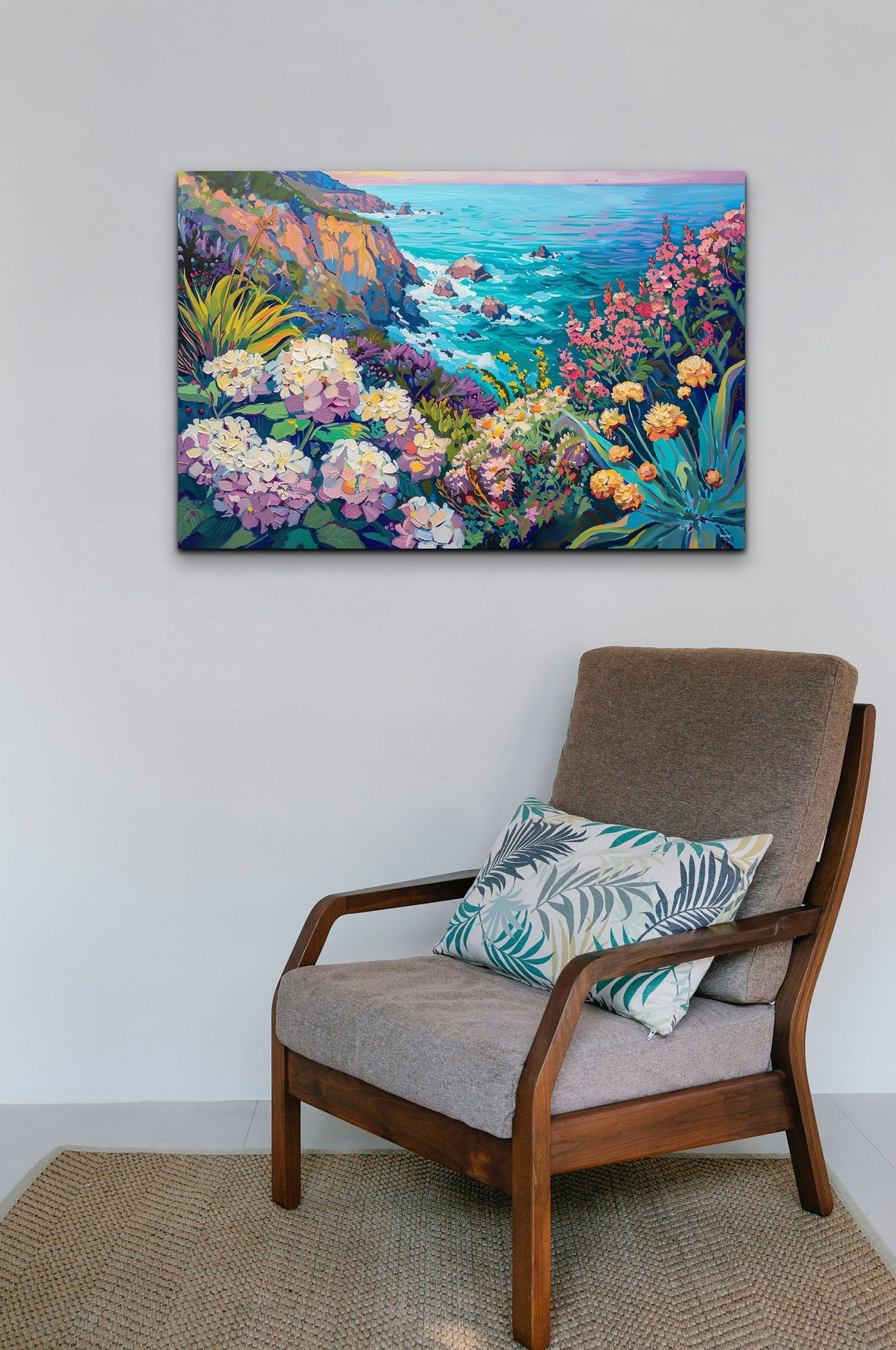 Cliffside Flowers Over Turquoise Ocean Vibrant Coastal Poster - Image 5