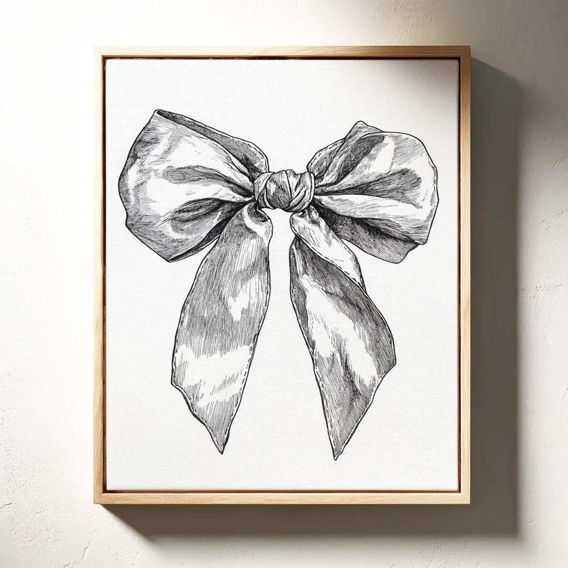 Black And White Bow Drawing Elegant Vintage Ribbon Sketch Wall Art - Image 4