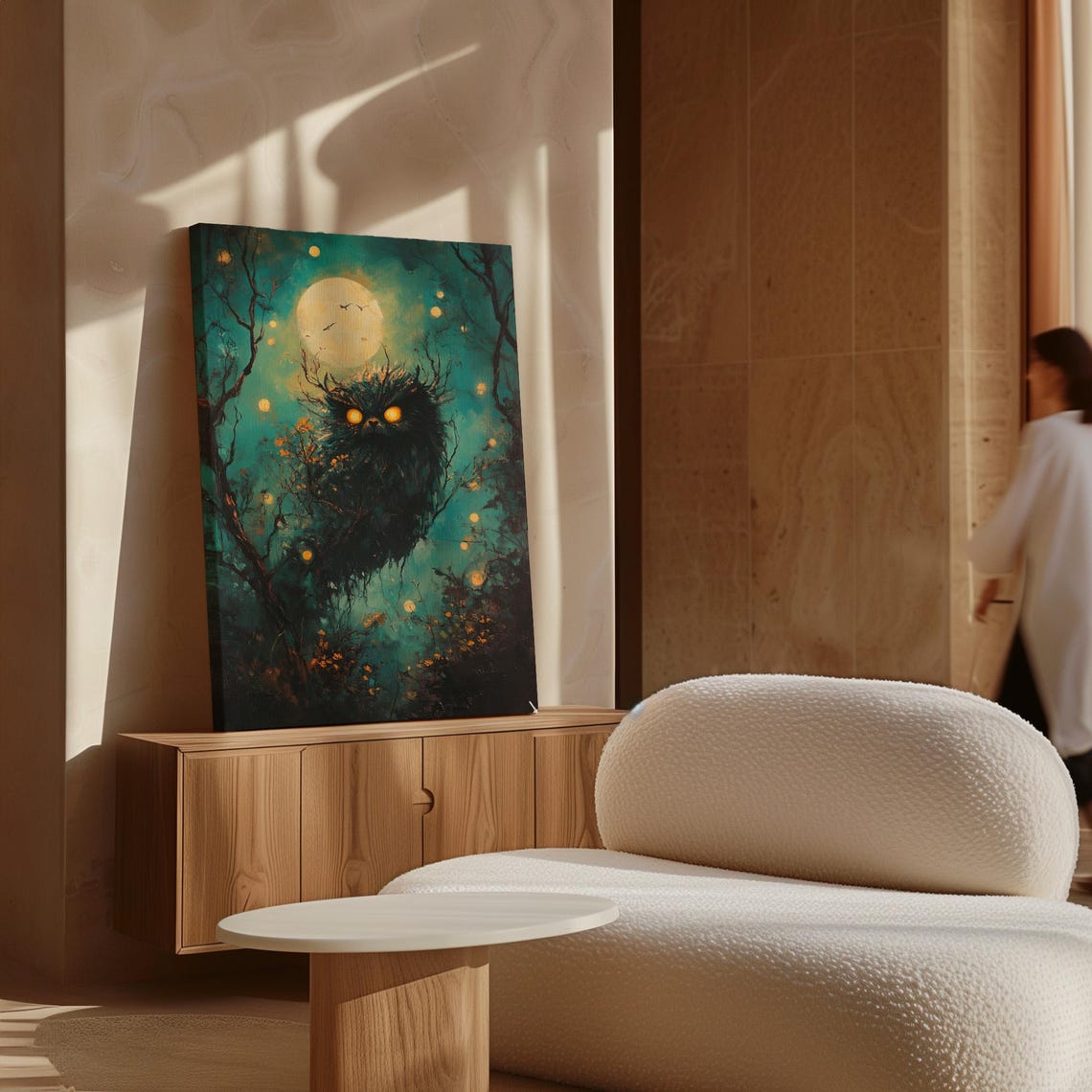 Spooky Moonlit Forest Owl Mystical Night Glowing Eyes Halloween Poster - Image 7