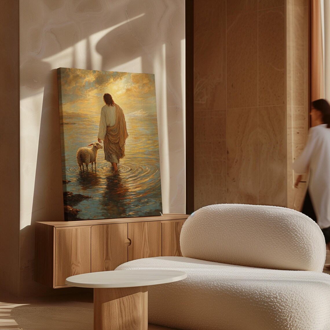 Jesus Walking With Lamb, Christian Faith Decor - Image 7
