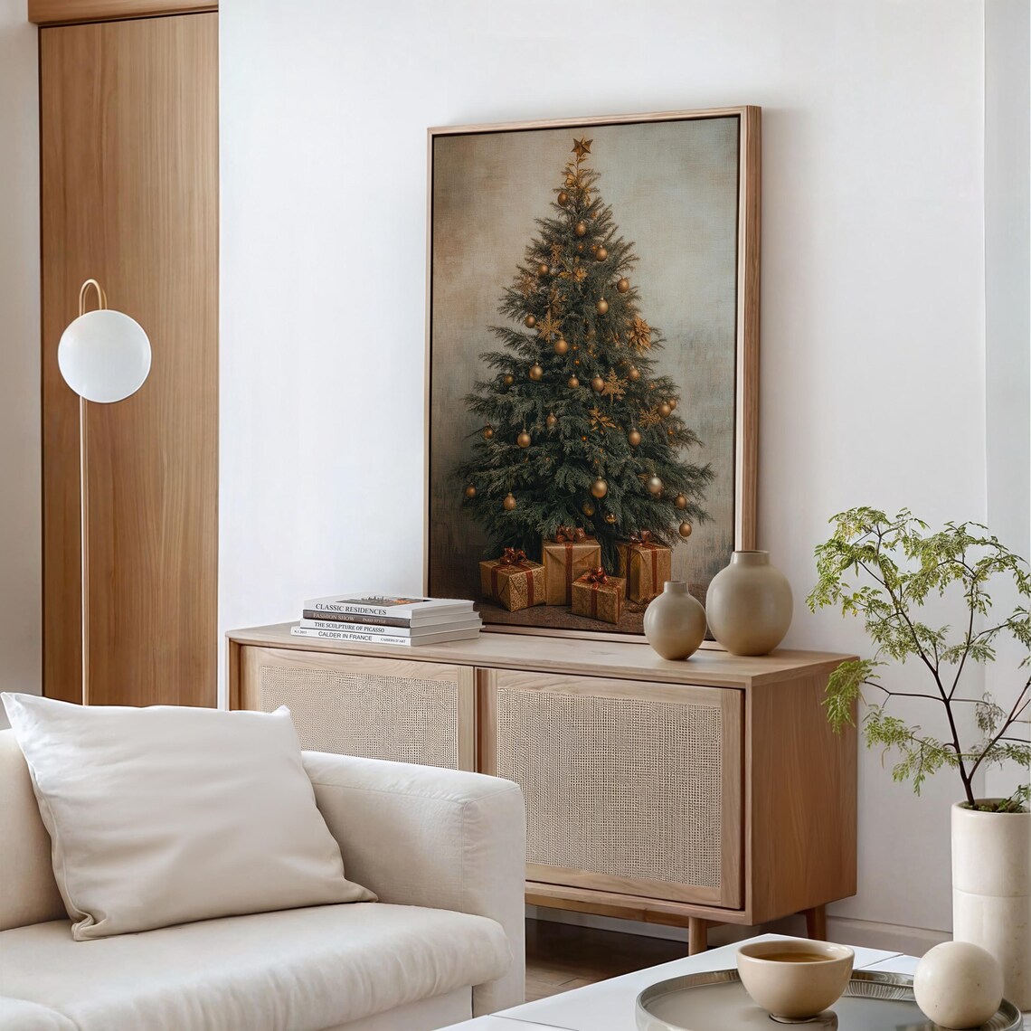 Rustic Christmas Tree With Gold Ornaments And Kraft Paper Gifts Poster - Image 4
