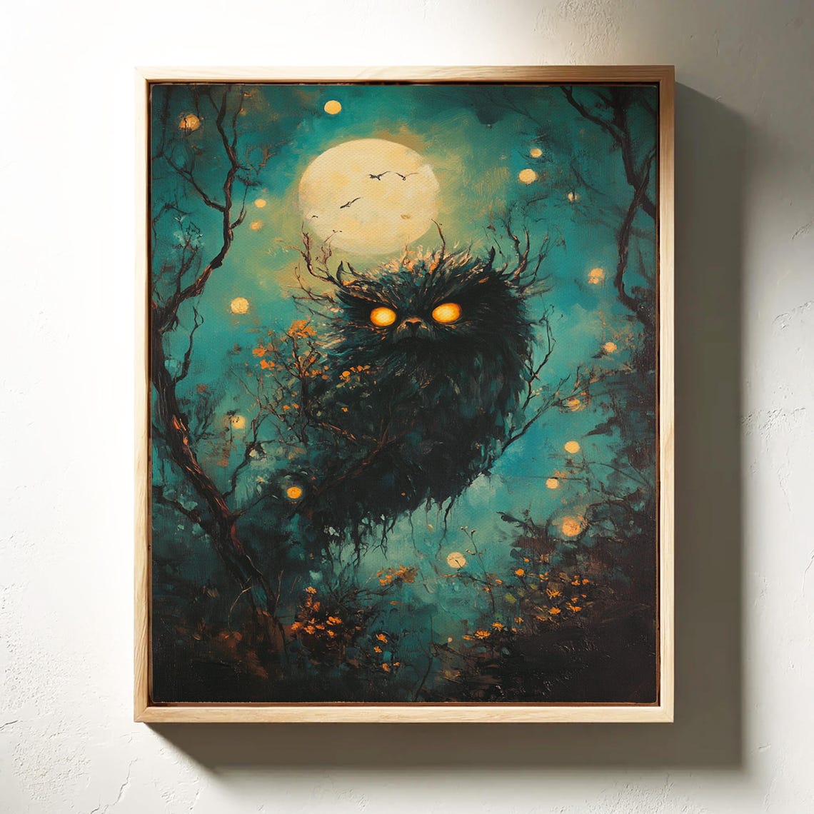 Spooky Moonlit Forest Owl Mystical Night Glowing Eyes Halloween Poster - Image 4