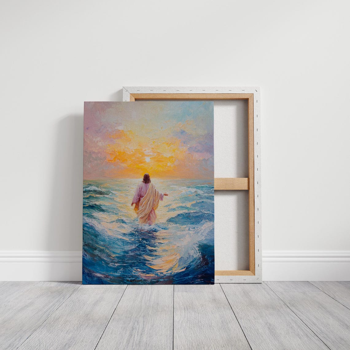 Jesus Walking On Water Sunset Ocean Christian Faith Art Poster - Image 5