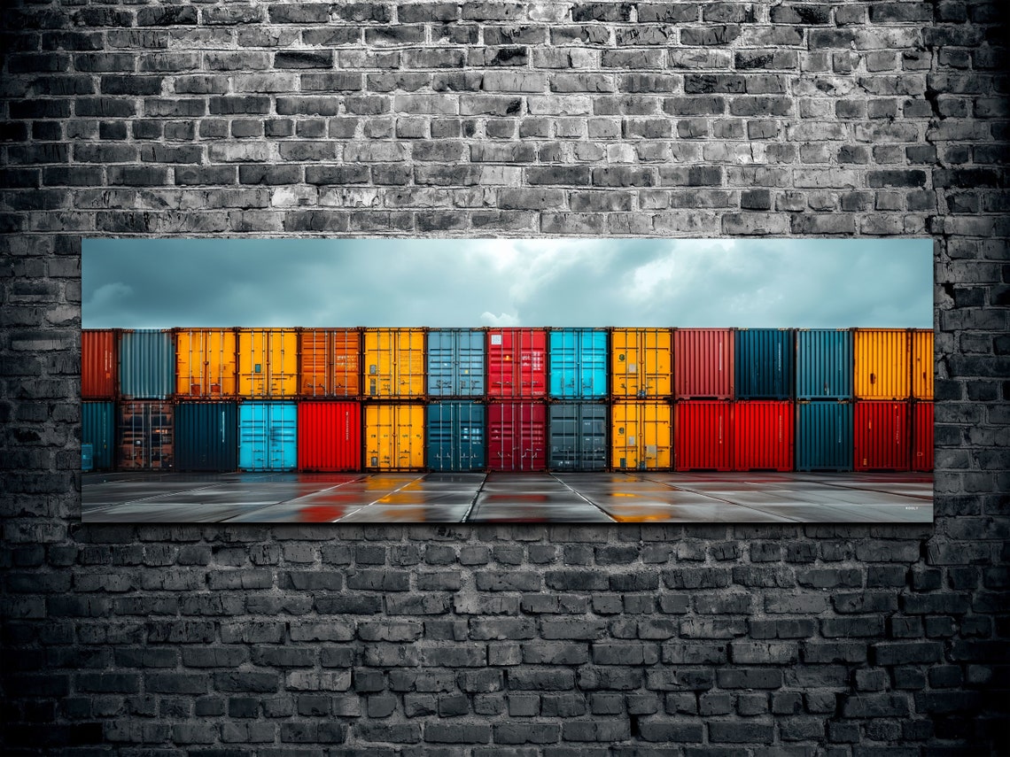 Colorful Stacked Shipping Container Industrial Yard Photo Poster - Image 6
