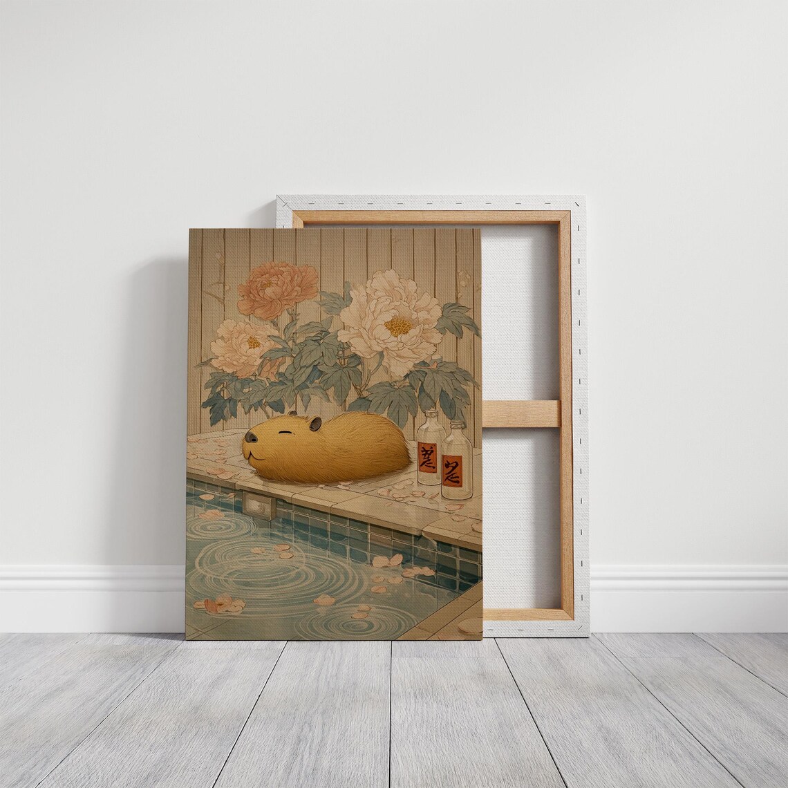Capybara Spa Day Among Blossoms Art Print