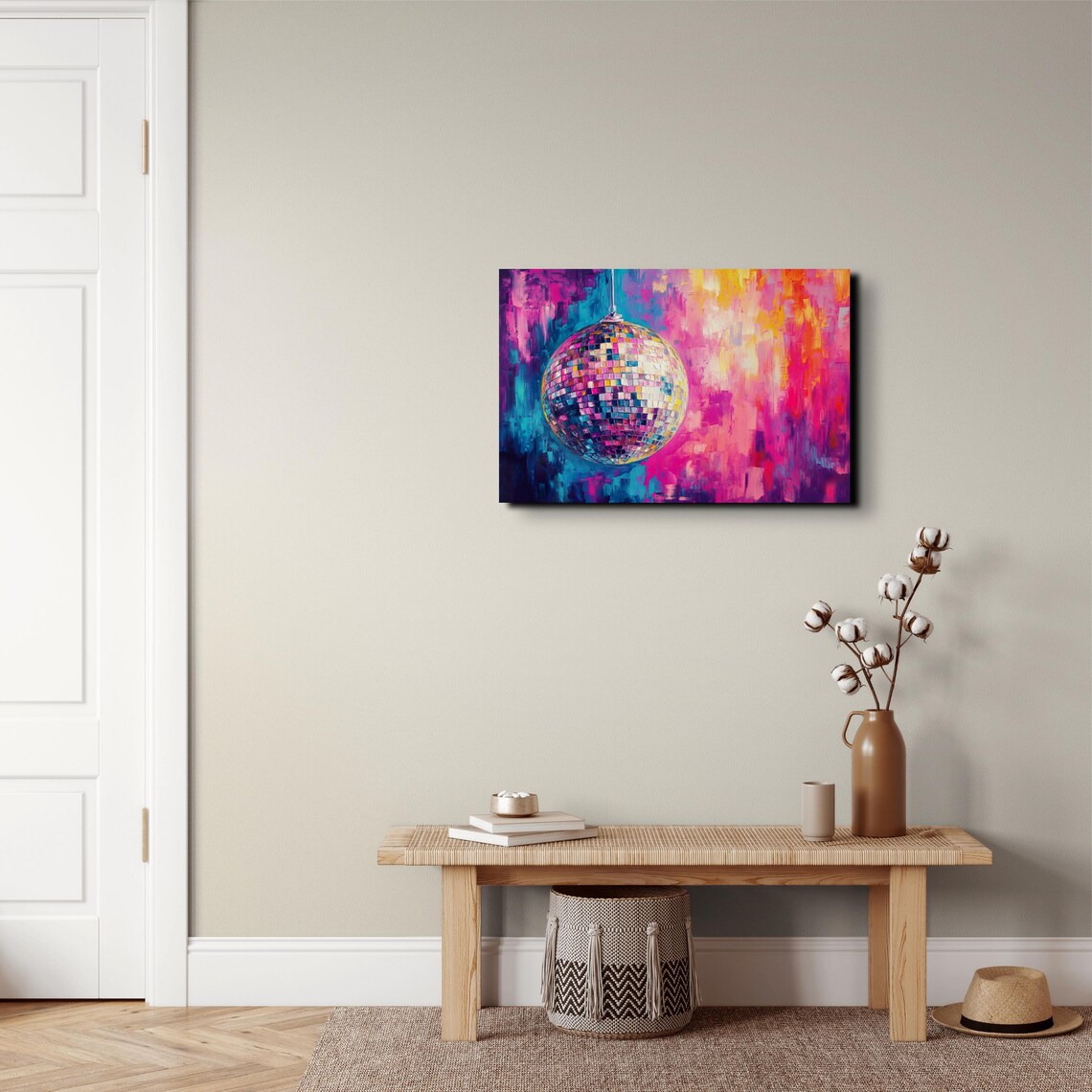 Disco Ball Vibrant Colorful Abstract Oil Painting Party Art Poster - Image 5