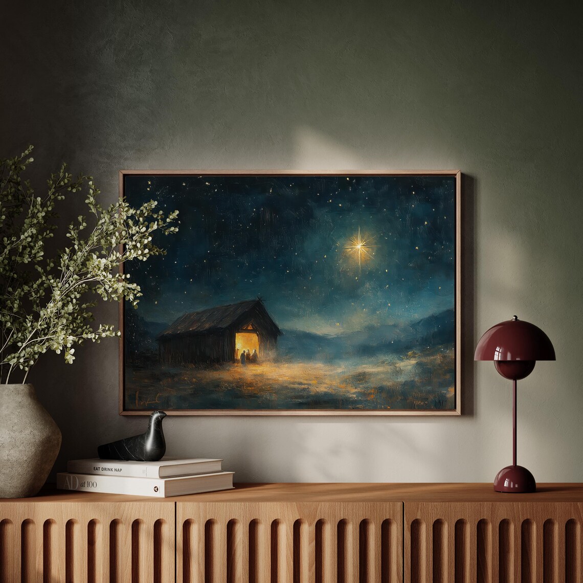 Nativity Barn Scene Rustic Christmas Wall Art - Image 4